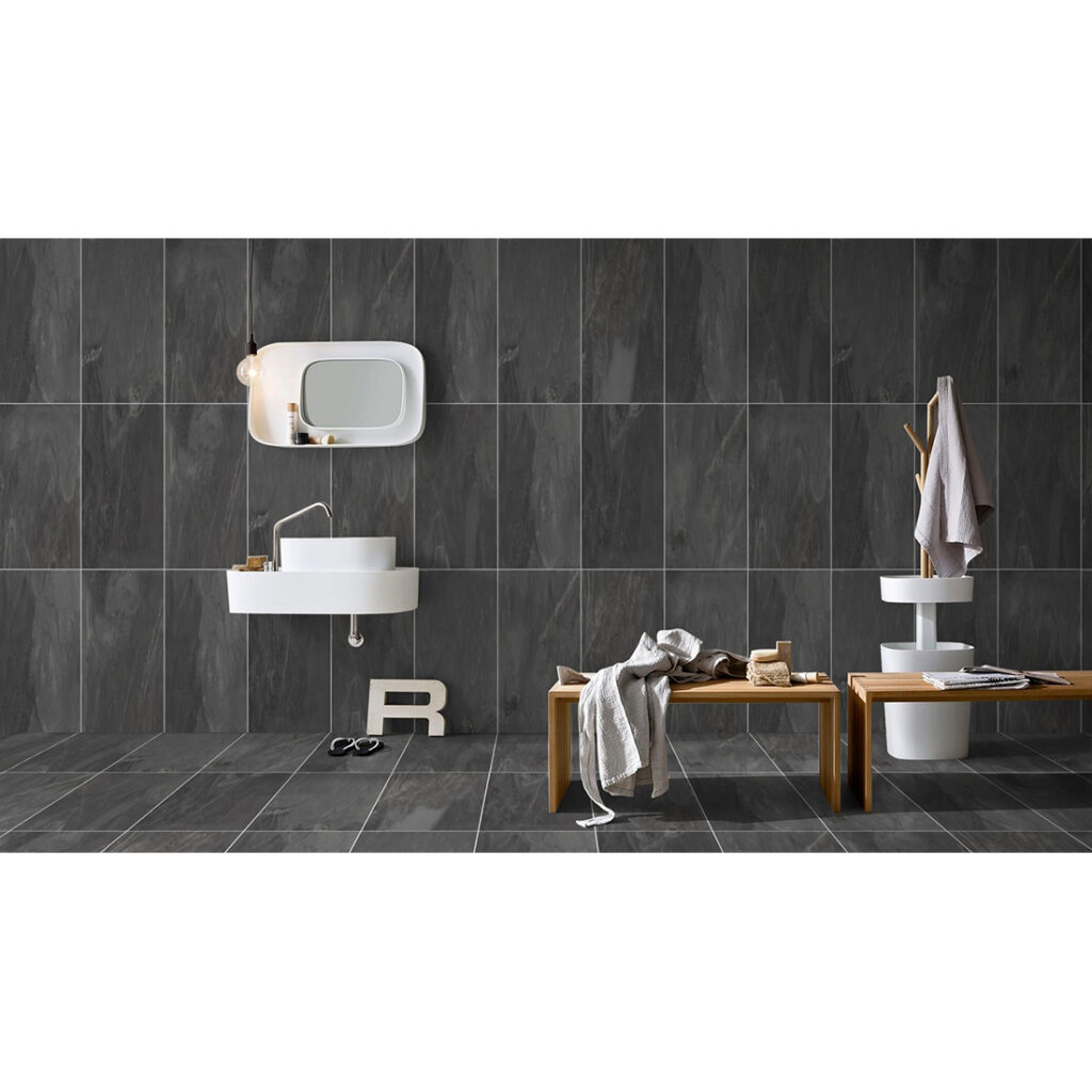 African Slate Effect Black Matt 300x600mm Marble Effect Porcelain Tile