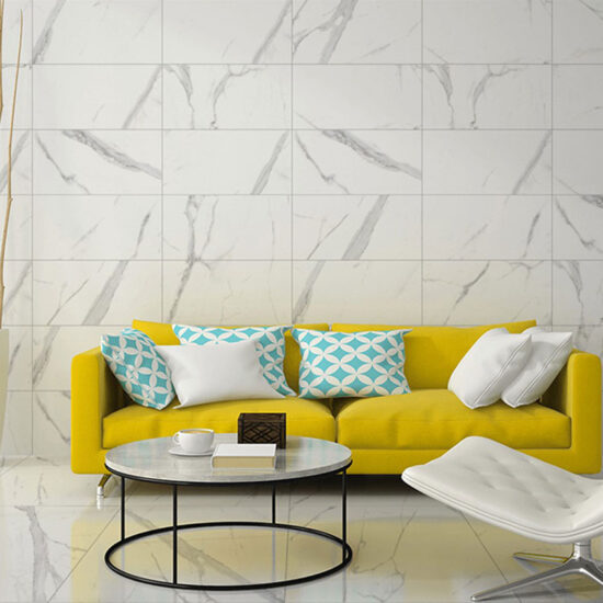 Calacatta Showroom White Polished Porcelain Tile 1