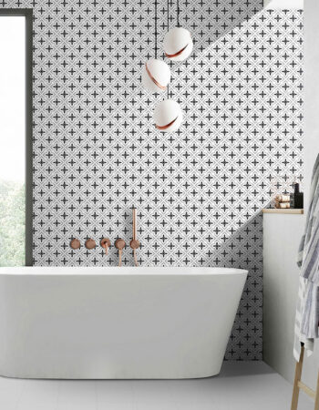 Antique Cube Pattern Showroom 200x200mm Black Matt Ceramic Tile