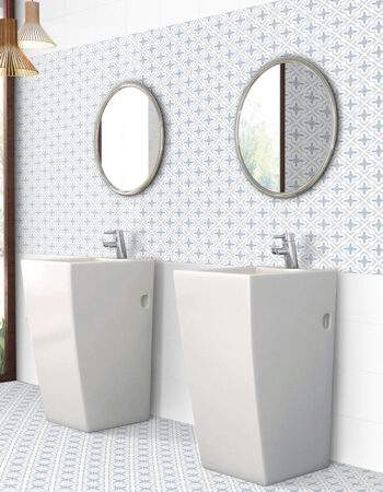 Antique Cube Pattern Showroom 200x200mm Blue Matt Ceramic Tile