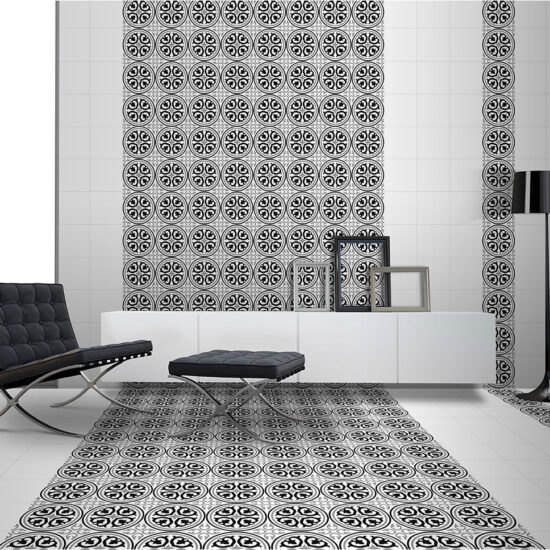Vintage Cube Pattern Showroom 200x200mm Black Matt Ceramic Tile