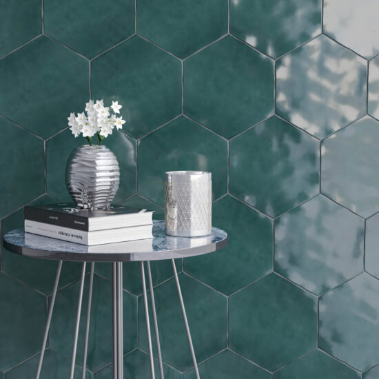 Teramoda Emerald Showroom Side Gloss Hexagon Glazed Ceramic Tile