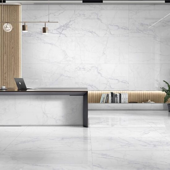 Alpi 600x1200mm White Polished Porcelain Tiles Showroom