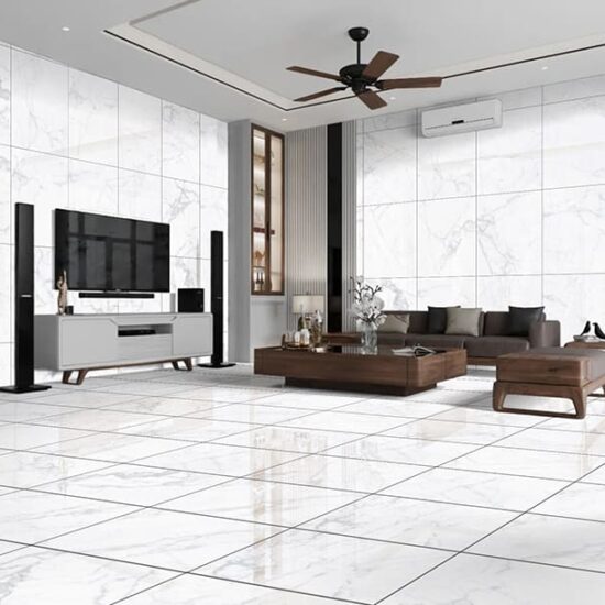 Alpi 600x600mm White Polished Porcelain Tiles Showroom