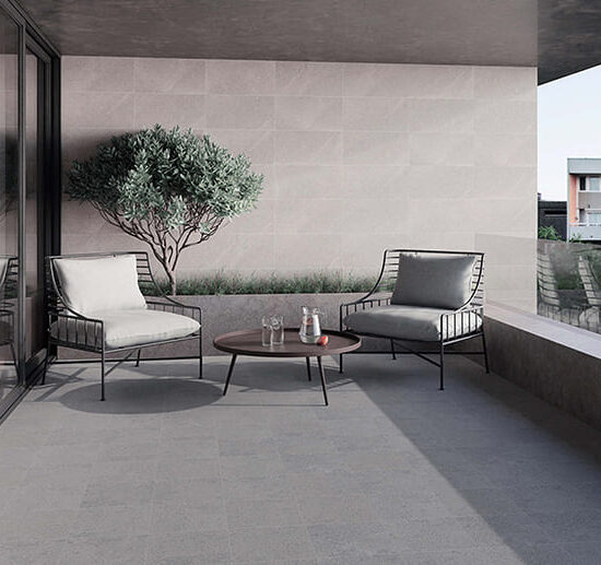 Hakodate 300x300mm Grey Matt R12 Porcelain Tiles Roomset