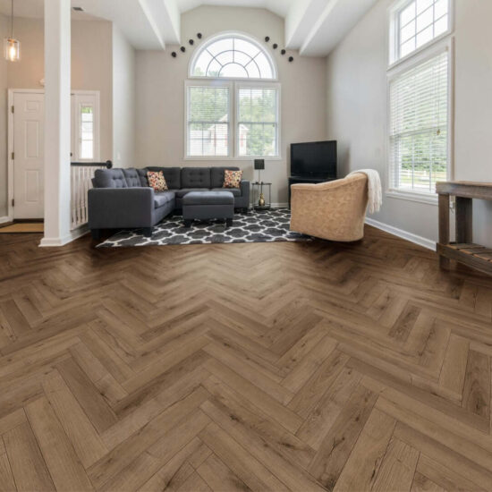 Laminate Herringbone Smoked Oak 12x101x606mm Fhlh336 Showroom