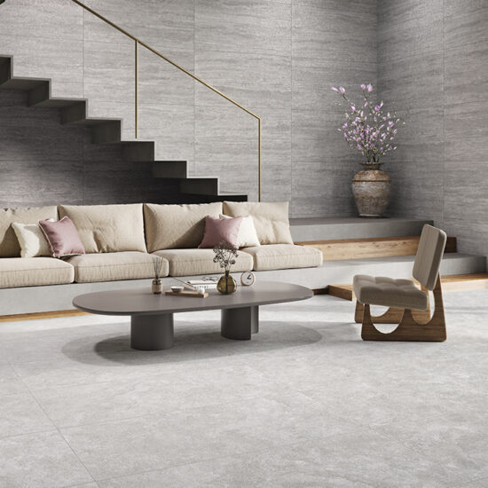 Mystical 600x1200mm Bianco Matt Cross Cut Porcelain Tiles Roomset