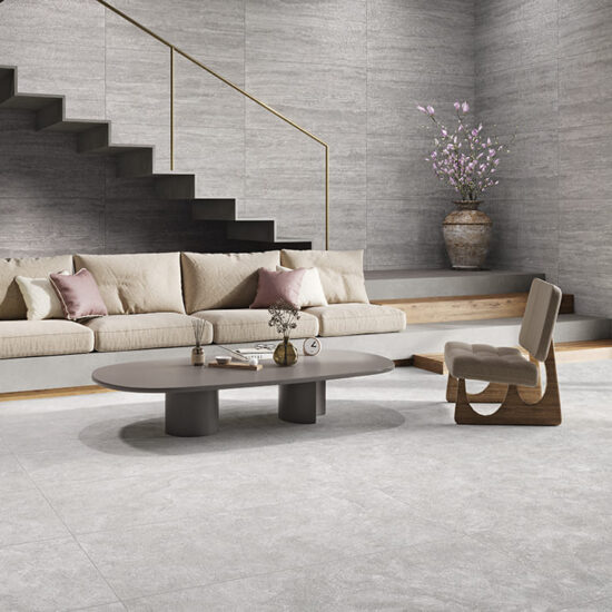 Mystical 600x1200mm Gris Matt Vein Cut Porcelain Tiles Roomset