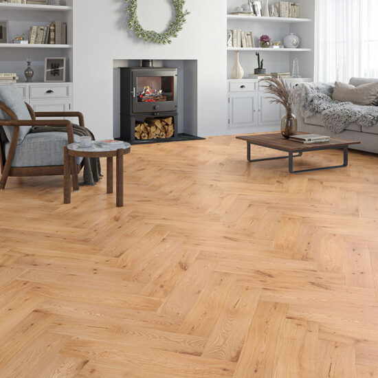 Hatfield Engineered Herringbone Oak 15x125x600mm Showroom