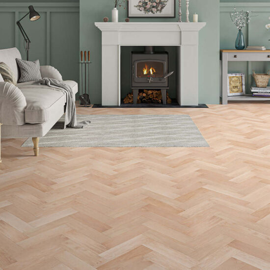 New Engineered Herringbone Oak 10x80x300mm Showroom