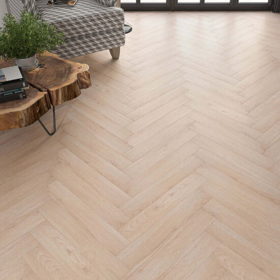 Oakleigh Herringbone Cliveden Laminate Oak 8x100x600mm Showroom 1