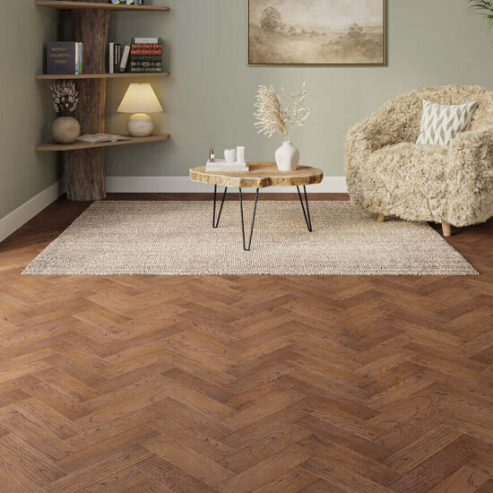 Windsor Engineered Herringbone Oak 10x80x300mm Showroom