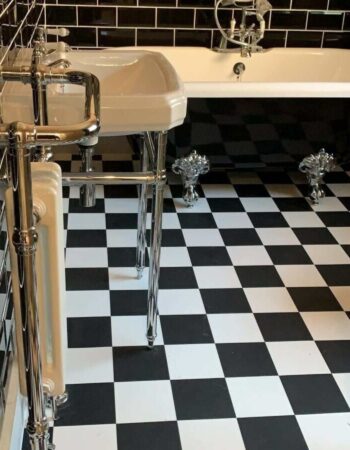 Black And White Checkered Floor Porcelain Tiles