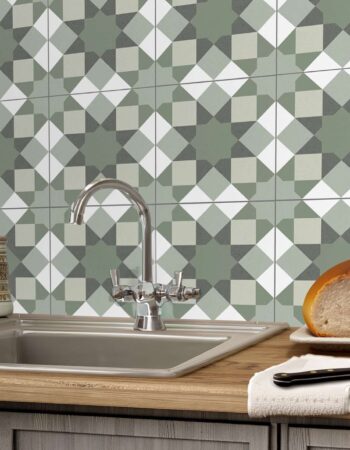 Hydra Ceramic Tile Green Patterned 1